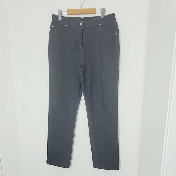 Alia Womens Black Cotton Blend Pockets High Rise Straight Leg Denim Jean Size 12 - Picture 1 of 14